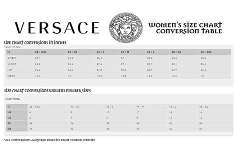 versace size chart shirts|versace size chart men's.